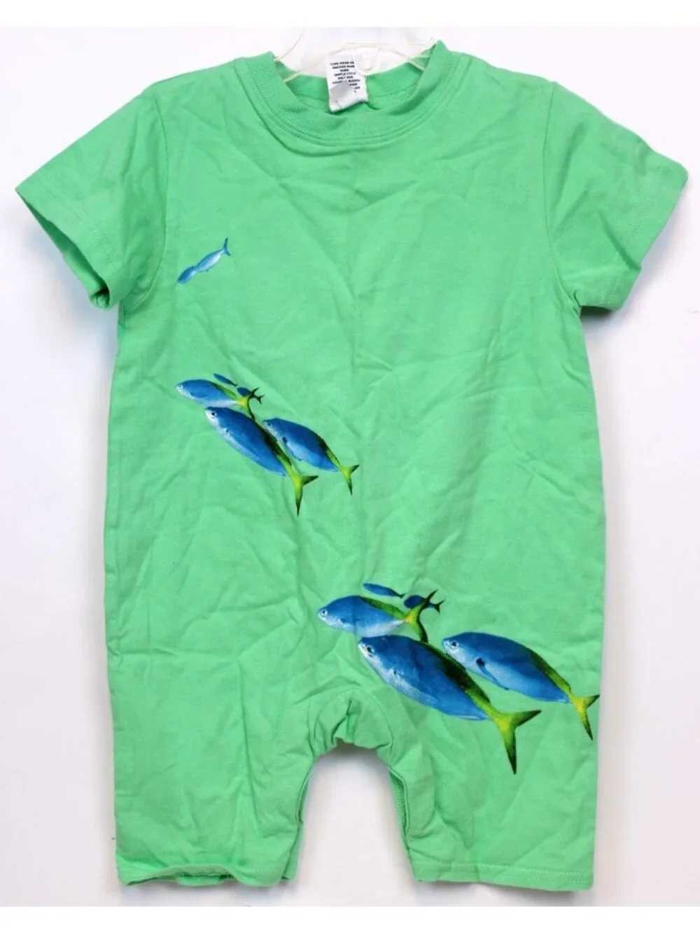 NWT Gap Factory Baby Boy Lg 12-18m Romper Green Fish Tropical Ocean Beach 1pc